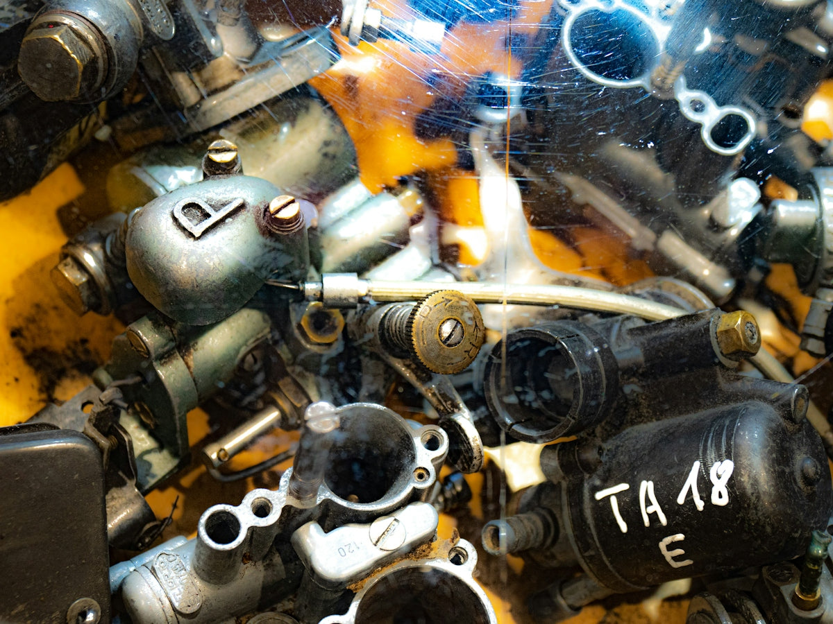 A close-up of miscellaneous mechanical parts.