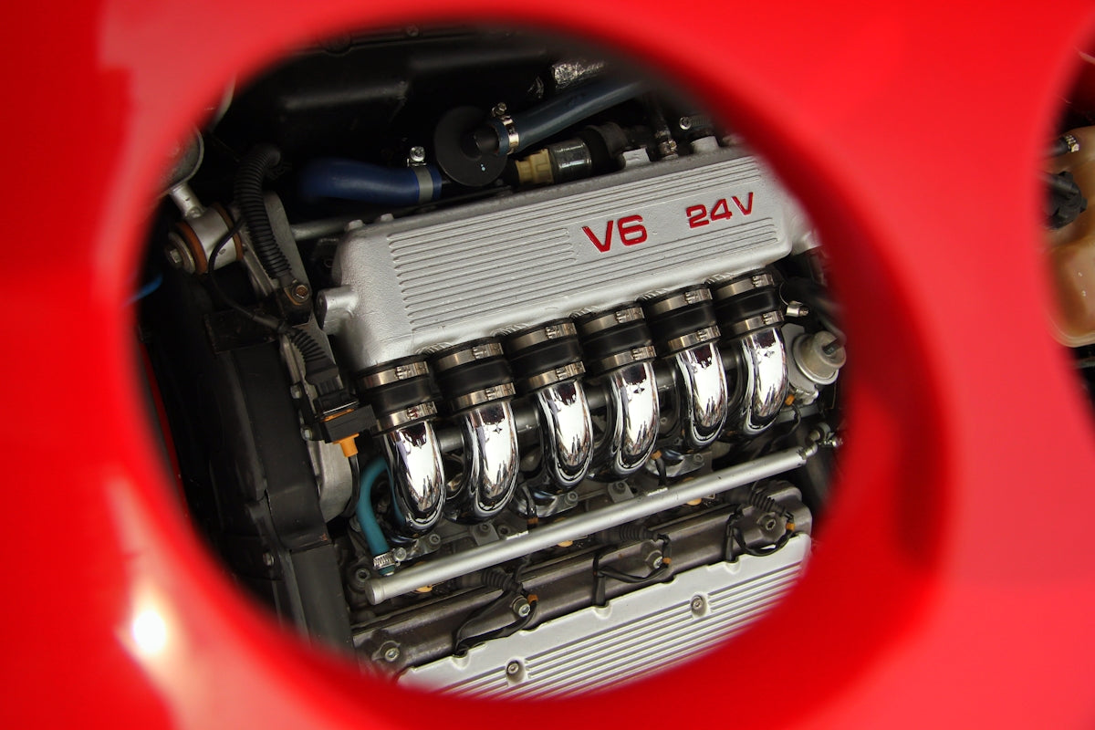 The image shows a car engine.